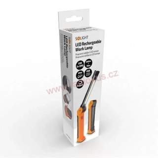 Pracovní nabíjecí LED lampa, 500lm + 70lm, COB, Li-Ion, USB, černooranžová