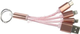 Univerzální USB kabel USB A vidlice / Micro-USB / USB-C / Iphone Lightning vidlice