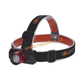 LED čelová nabíjecí svítilna, 3W,150lm, zoom, Li-Ion