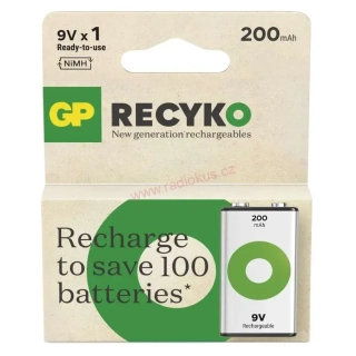 GP ReCyko+ 200mAh 6F22 nabíjecí baterie 