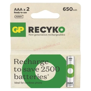 GP ReCyko+ 650 AAA nabíjecí baterie - sada 2 ks