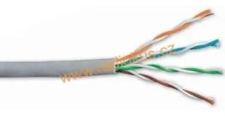 Kabel U/UTP; 4x2x24AWG; Cat5e; drát; CCA; PVC; šedá; Ø kab: 5mm