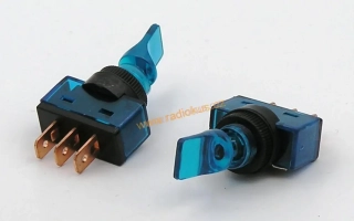 Páčkový spínač jednoduchý , 20A / 12V , žárovka modrá , aretovaný