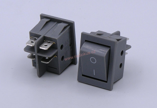 Kolébkový spínač 15A / 250V , šedý , 25 x 32 mm , aretovaný