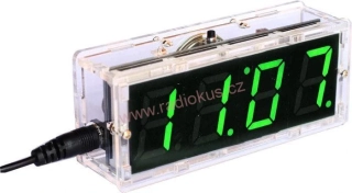 Digitální hodiny LED- zelené s teploměrem a reproduktorem - stavebnice