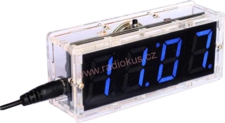 Digitální hodiny LED- modré s teploměrem a reproduktorem - stavebnice