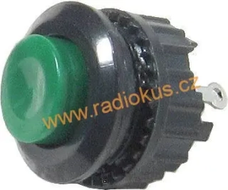 Tlačítko rozspínací ON - ( OFF ) bez aretace , zelený , 1A/ 125V 