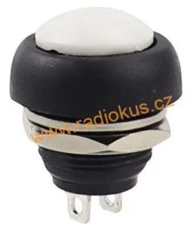 Spínač tlačítkový OFF - ( ON ) , bílý , 1A/250V , plast
