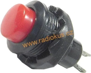 Spínač tlačítkový OFF - ( ON ) , červený , 1A/250V , plast