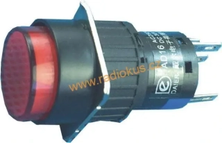 Spínač tlačítkový ON - ( ON ) , s LED 5-15V, červený , 3A/250V 