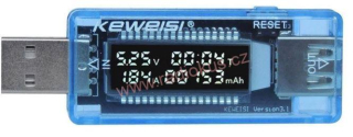 USB tester KWS-V20, V-A metr a měřič kapacity 4-20V/0-3A DC