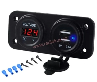 Vestavný USB zdroj + voltmetr + panel