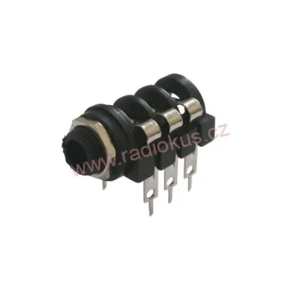 Zásuvka 6,3 mm stereo , panelová ,s pokovenou maticí / do DPS, plastová , vypínací kontakt