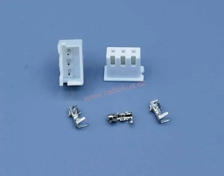 Sada JST-XH 3pin rastr 2,54mm vidlice do DPS + zásuvka na kabel