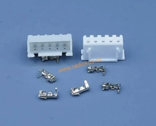 Sada JST-XH 5pin rastr 2,54mm vidlice do DPS + zásuvka na kabel