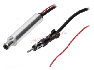 Anténní zesilovač pro autorádio; ISO zásuvka / DIN vidlice; 12V DC / AM,FM 14dB