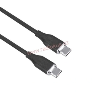 Kabel USB-C 3.1 , USB-C konektor - USB-C konektor, černý , silikon , 1m 