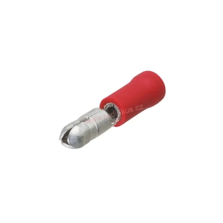 Kruhová vidlice 4mm poloizolovaná červená