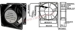 Ventilátor 92x92x25mm 230V AC , 