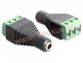 Zásuvka 3,5 mm stereo , kabelová , přímá , plastová  , zlatá , šroubovací