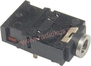 Zásuvka 3,5 mm stereo , panelová , plastová ,  do DPS , 2x přepínací kontakt