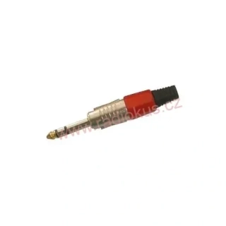 Vidlice 6,3 mm stereo , kabelová , přímá , kovová , červená , typ 3