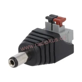 Napájecí konektor 5,5 x 2,1 mm , přímý , plastový , černý , s pérovou svorkou