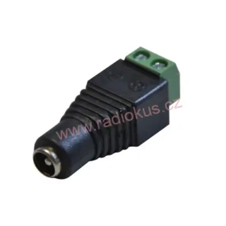 Napájecí konektor 5,5 x 2,1 mm vidlice kabelová , přímá , černá , se svorkovnicí