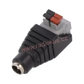 Napájecí konektor 5,5 x 2,1 mm vidlice kabelová , přímá , černá , s pérovou svorkou