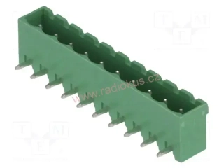 Konektor do DPS , 5,08 mm , 10 pólů , úhlový , zelená