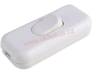 Kabelový spínač jednoduchý , 2,5A/250V , kolébkový , bílá