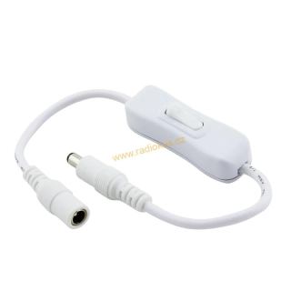 Kabel s vypínačem a konektory DC 5,5 x 2,1mm, 2x 15cm, bílý