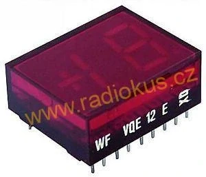 VQE 12E sedmisegmentový LED displej + 1.8 , se společnou anodou  červený