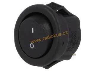 Kolébkový spínač 3A / 250V , černý , 16 mm , aretovaný