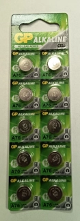 Alkalická knoflíková baterie GP LR44 (A76F) , 10 ks