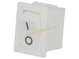 Kolébkový spínač 3A / 250V , bílý , 15 x 21 mm , aretovaný