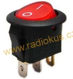 Kolébkový přepínač 20A / 12V , červený , bez prosvětlení , 24 mm , aretovaný