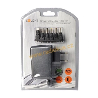 Univerzální síťový adaptér 3-12V/2000mA, stabilizovaný, výměnné konektory