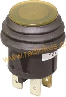 Spínač tlačítkový ON - OFF , s LED 12V, oranžový , 20A/12V 