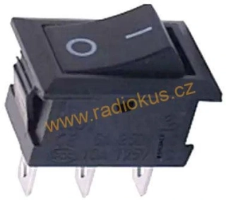Kolébkový přepínač 1A / 250V , černý , 10 x 15 mm , aretovaný
