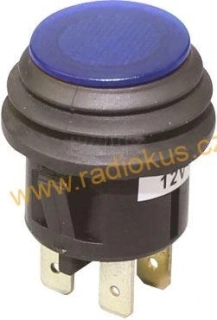 Spínač tlačítkový ON - OFF , s LED 12V, zelený , 20A/12V 