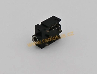 Zásuvka 3,5 mm stereo , panelová , plastová ,  do DPS , 2x rozpínací kontakt