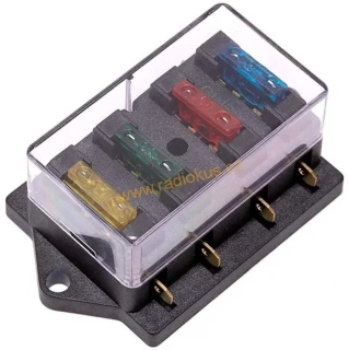 Distribuční blok - 4 pojistky , pojistkový držák