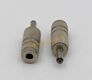 Redukce napájecího konektoru jack 3,5mm mono / DC 1,3x3,5mm kabelová přímá , kovová