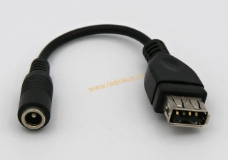 Redukce USB A zásuvka / DC 5,5 x 2,1mm vidlice , kabelová , 10 cm