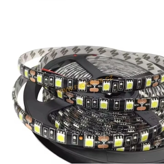 LED pásek 12V 10mm bílá 6500K, 60x 5050/m, IP65,černý podkl,cívka 5m
