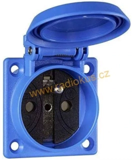 Zásuvka EZ17 230V/16A na panel IP44 s víčkem