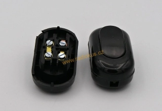 Kabelový spínač jednoduchý , 0,5A/250V , kolébkový , černý