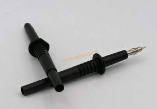 Měřící hrot 4mm černý se zdířkou 4mm , délka 104mm