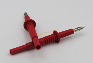 Měřící hrot 4mm červený se zdířkou 4mm , délka 104mm